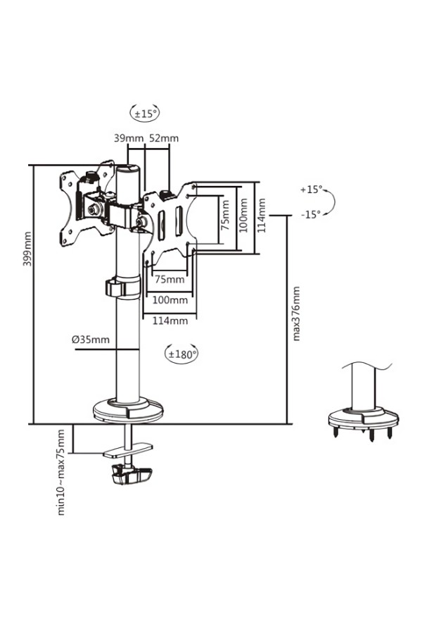 BRATECK Βάση γραφείου LDT40-G02 για 2 οθόνες 17