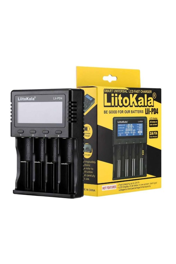 LIITOKALA φορτιστής LII-PD4 για μπαταρίες NiMH/CD, Li-Ion, IMR, 4 slots