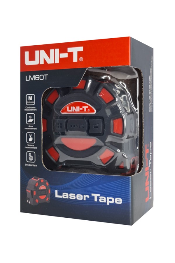 UNI-T ψηφιακό μέτρο laser LM60T, έως 60m, m/ft/in, με μετροταινία 5m