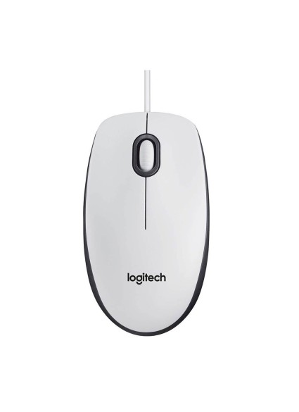 Logitech M100 Optical Mouse (White, Wired) (910-005004) (LOGM100WH)