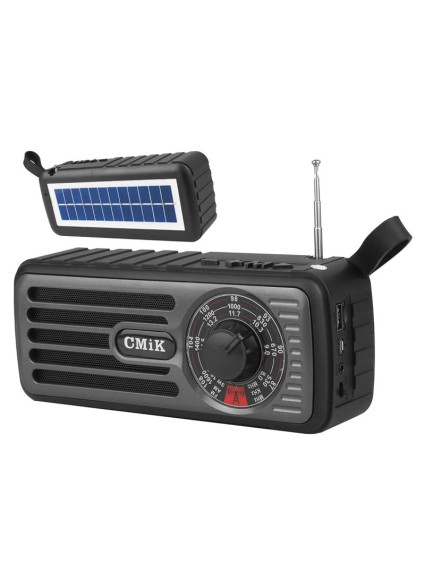 CMIK φορητό ραδιόφωνο & ηχείο MK-101, ηλιακό, BT/USB/TF/AUX, μαύρο