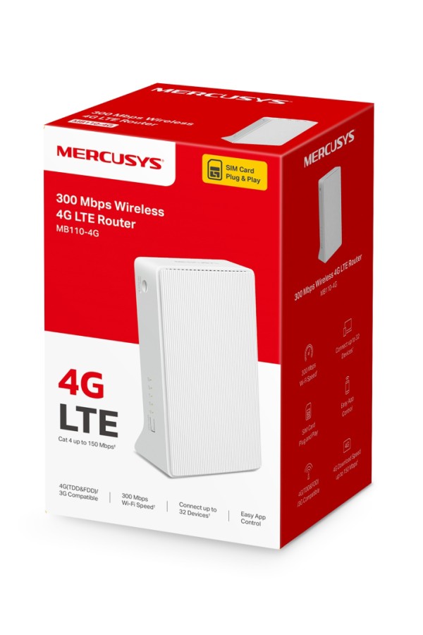 MERCUSYS router MB110-4G, 4G LTE, WiFi 300 Mbps, Ver. 2.0