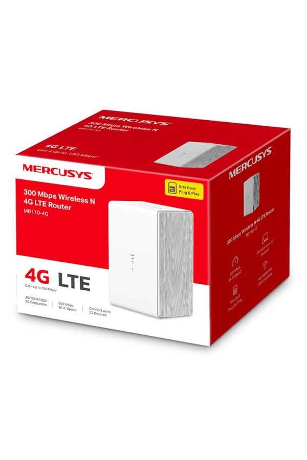MERCUSYS Wireless N 4G LTE Router, 300 Mbps, Ver: 1.0