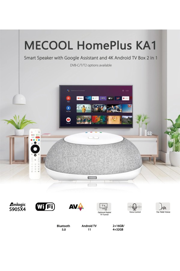 MECOOL TV Box & smart ηχείο KA1 με αποκωδικοποιητή, 4K, Android 11