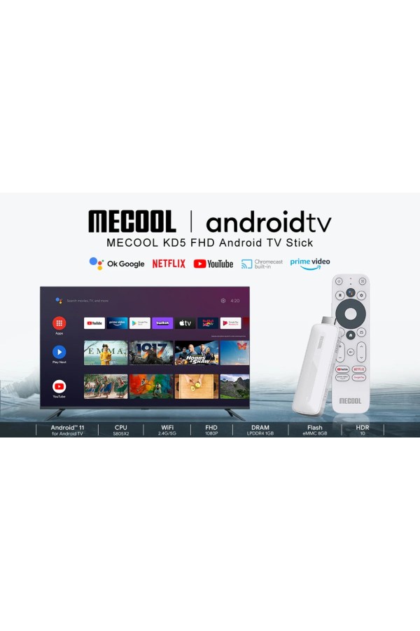 MECOOL TV Stick KD5, Google & Netflix certificate, FHD, WiFi, Android 11