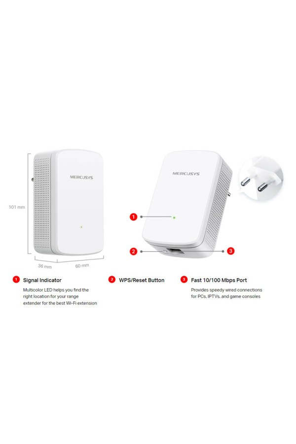 MERCUSYS Wi-Fi range extender ME10, 300Mbps, Ver. 1.0