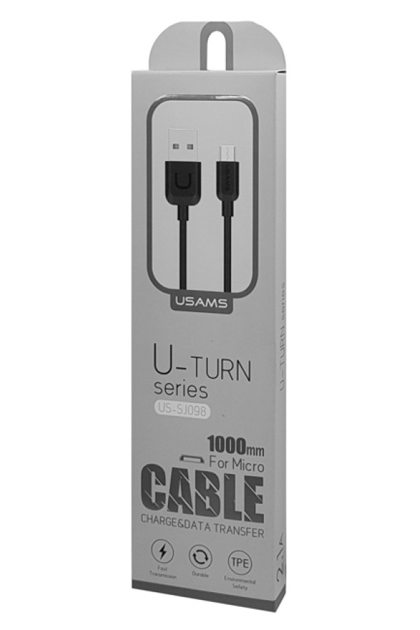 USAMS καλώδιο USB σε Micro USB US-SJ098 U-Turn, 10.5W, 1m, μαύρο