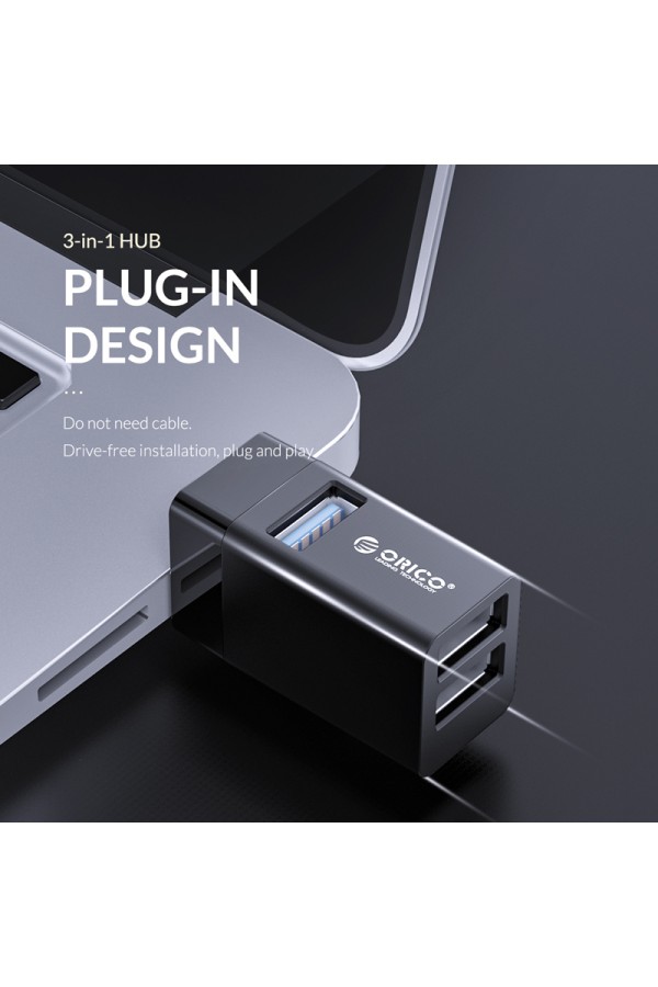 ORICO USB hub MINI-U32, 3x θυρών, 5Gbps, USB σύνδεση, μαύρο