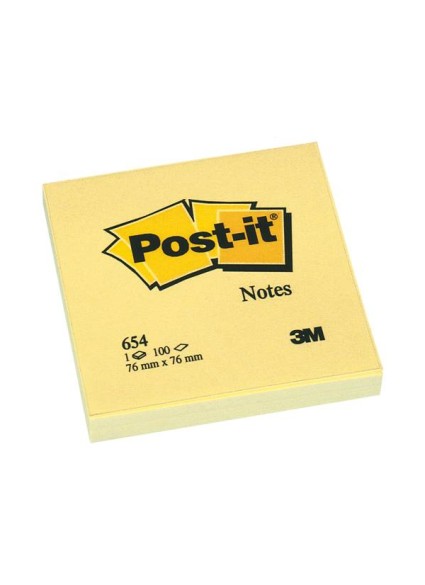 Αυτοκόλλητα Χαρτάκια 3M Post-it 76 x 76 mm (Κίτρινα) (100 Φύλλα) (654GE) (MMM654GE)