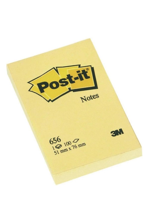 Αυτοκόλλητα Χαρτάκια 3M Post-it 76 x 51 mm (Κίτρινα) (1200 Φύλλα) (Πακέτο των 12) (656CY) (MMM656CY)