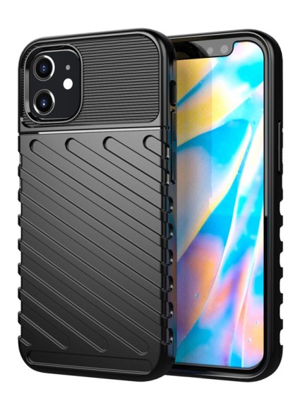 POWERTECH Θήκη Carbon MOB-1558 για  iPhone 12 min, μαύρη