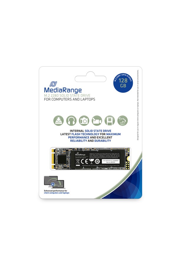MediaRange Internal M.2 2280 solid state drive, SATA 6 Gb/s, 128GB (MR1021)
