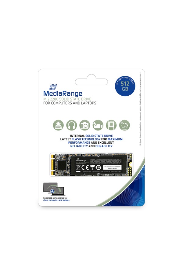 MediaRange Internal M.2 2280 solid state drive, SATA 6 Gb/s, 512GB (MR1023)