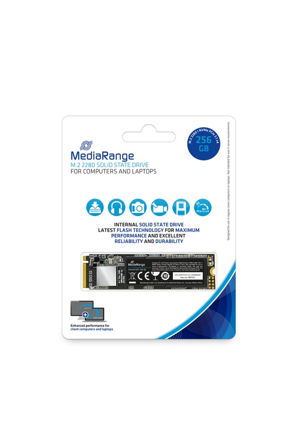MediaRange Internal M.2 2280 solid state drive, NVMe PCIe 3.1 x4 20 Gb/s, 256GB, black (MR1031)