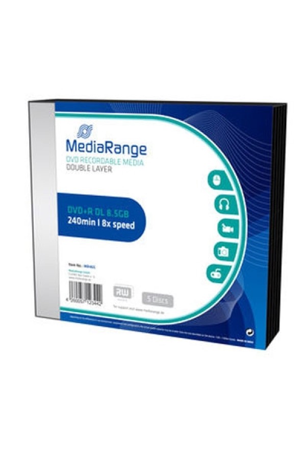 MediaRange DVD+R Dual Layer 240' 8.5GB 8x Slimcase Pack x 5 (MR465)