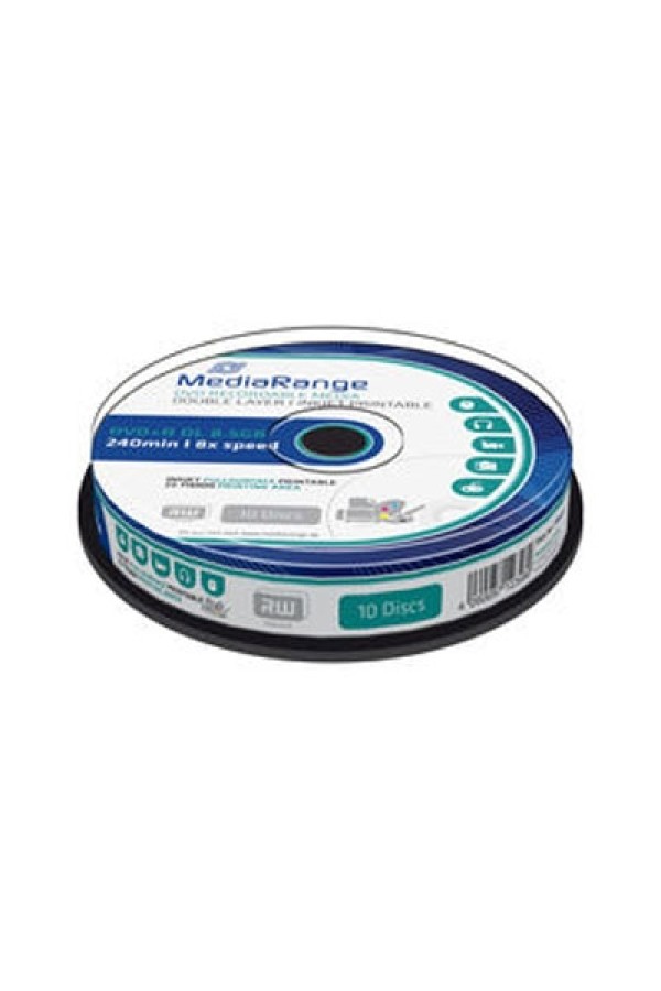 MediaRange DVD+R Dual Layer 240' 8.5GB 8x Inkjet fullsurface printable Cake Box x 10 (MR468)
