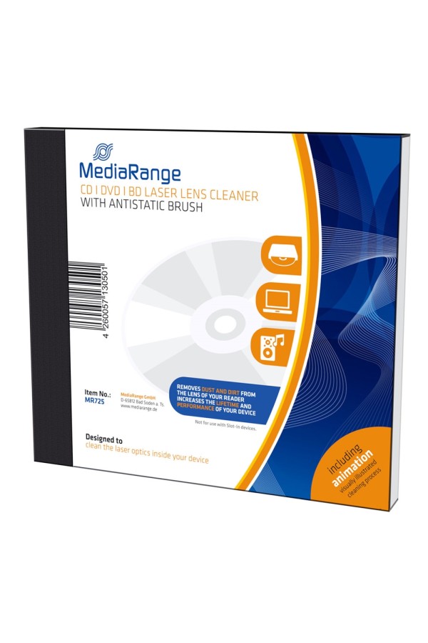 MediaRange CD/DVD/BD Laser Lens Cleaner With antistatic brush (MR725)