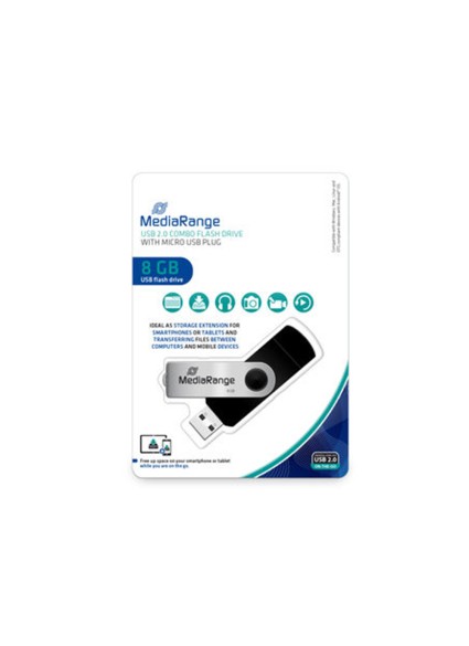 MediaRange USB combo flash drive with micro USB (OTG) plug, 8GB (MR930-2)