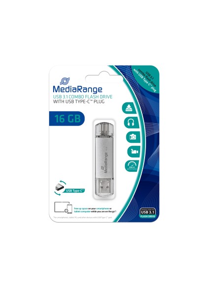 MediaRange USB 3.1 Combo Flash Drive with USB Type-C™ plug, 16GB (MR935)