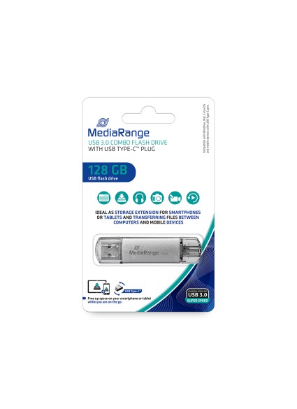 MediaRange USB 3.0 Combo Flash Drive with USB Type-C™ plug, 128GB (MR938)