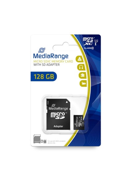MediaRange Micro SDXCI Class 10 UHS-1 With SD Adaptor 128 GB (eXtended Capacity) (MR945)