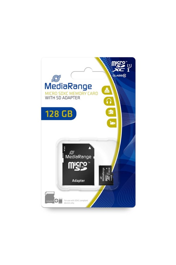MediaRange Micro SDXCI Class 10 UHS-1 With SD Adaptor 128 GB (eXtended Capacity) (MR945)