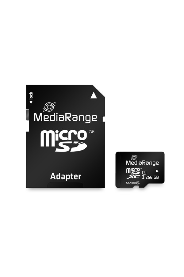 MediaRange microSDXC memory card, UHS-1 | Class 10, with SD adapter, 256GB (MR946)