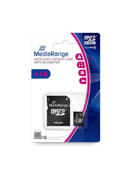 MediaRange Micro SDHC Class 10 With SD Adaptor 4 GB (High Capacity) (MR956)