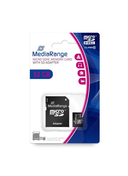 MediaRange Micro SDHC Class 10 With SD Adaptor 32 GB (High Capacity) (MR959)