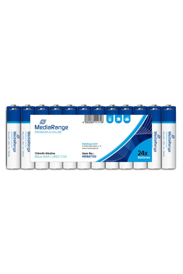 Αλκαλική Μπαταρία MediaRange Premium AAA 1.5V (LR3) (24 Pack) (MRBAT103)