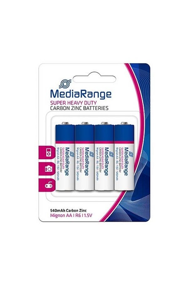 MediaRange Super Heavy Duty Carbon-Zinc Mignon AA|R6|1.5V Pack 4  (MRBAT144)