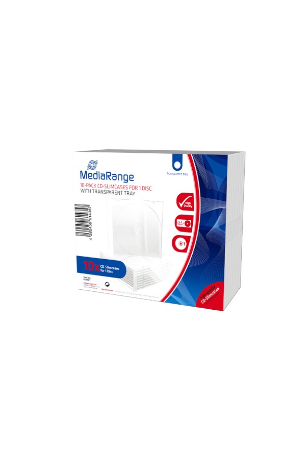 MediaRange CD Slimcase for 1 Disc 5.2mm Transparent Tray (10 Pack) (MRBOX32-T)