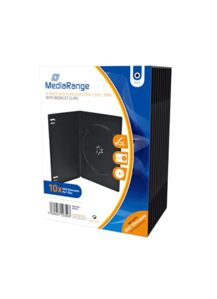 MediaRange DVD Slimcase  for 1 Disc 7mm Black  (10 Pack) (MRBOX33)