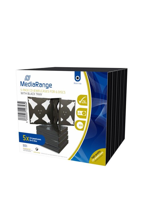 MediaRange CD Jewelcase for 6 discs 22mm Black Pack 5 (MRBOX34-6)