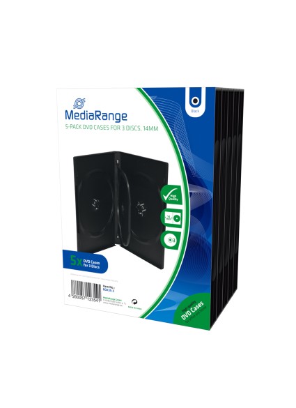 MediaRange DVD Case for 3 discs 14mm Black Pack 5 (MRBOX35-3)