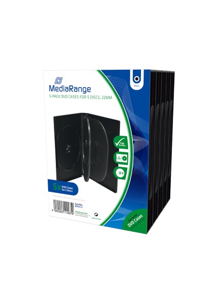 MediaRange DVD Case for 5 discs 22mm Black Pack 5 (MRBOX35-5)