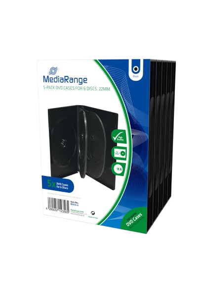 MediaRange DVD Case for 6 discs 22mm Black Pack 5 (MRBOX35-6)