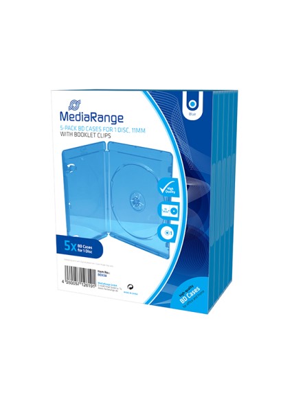 MediaRange BD Case  for 1 Disc 11mm Blue  (5 Pack) (MRBOX38)