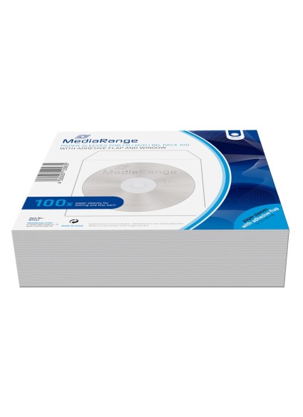 MediaRange Paper Sleeves for 1 Disc White 100 Pack (MRBOX62)