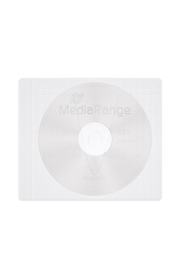 MediaRange Adhesive-backed fleece Sleeves for 1 disc White/semi-clear, Pack 50  (MRBOX69-50)