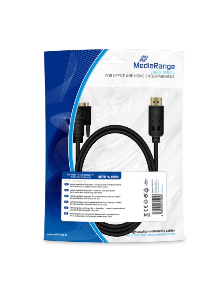 Καλώδιο MediaRange DVI to DisplayPort connection, gold-plated, DVI-D socket (24+1 Pin)/DP plug, 2.0m, black (MRCS131)