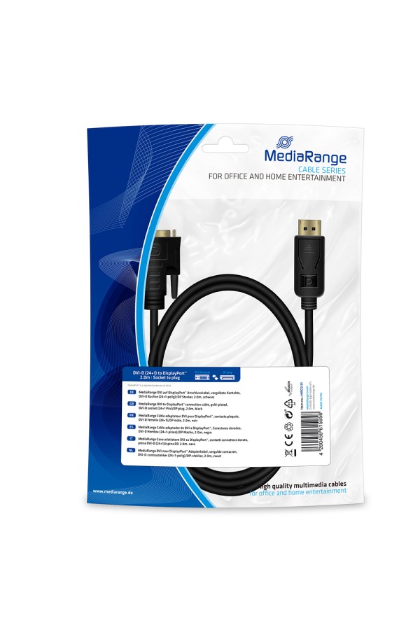 Καλώδιο MediaRange DVI to DisplayPort connection, gold-plated, DVI-D socket (24+1 Pin)/DP plug, 2.0m, black (MRCS131)