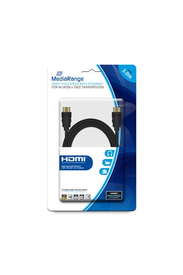 Καλώδιο MediaRange HDMI/HDMI High Speed connection with Ethernet 3.0M Black (MRCS157)