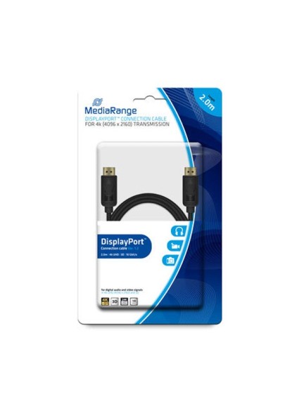 Καλώδιο MediaRange DisplayPort connection cable, gold-plated contracts, 2.0M, Black (MRCS159)