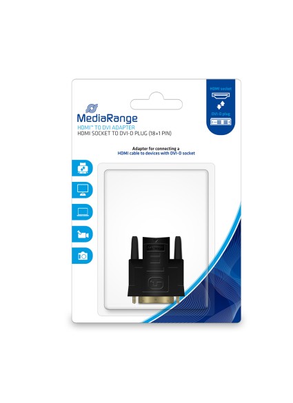 MediaRange HDMI to DVI adapter, gold-plated, HDMI socket/DVI-D plug (18+1 Pin), black (MRCS170)