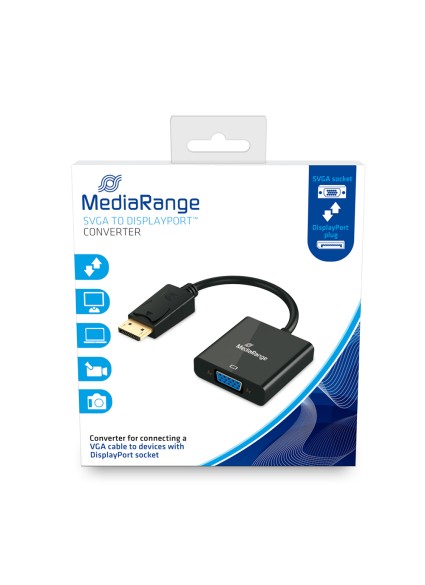 Καλώδιο MediaRange SVGA to DisplayPort converter, VGA socket/DP plug, 15cm, black (MRCS173)