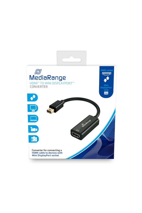 Καλώδιο MediaRange HDMI High Speed to Mini DisplayPort converter, gold-plated, HDMI socket/Mini DP plug, 10 Gbit/s data transfer rate, 15cm, black (MRCS176)