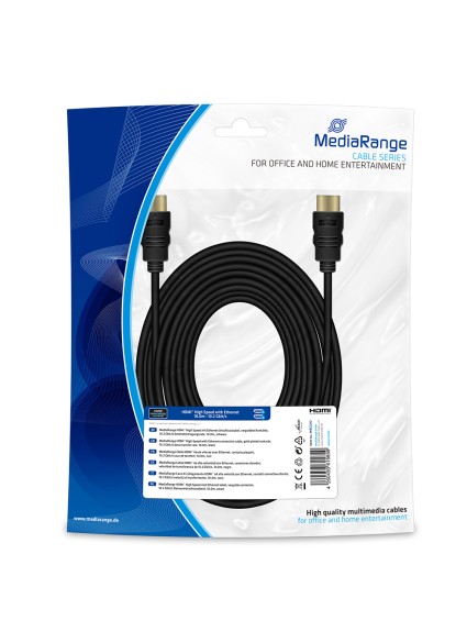 Καλώδιο MediaRange HDMI High Speed with Ethernet connection cable, gold-plated contacts, 10.2 Gbit/s data transfer rate, 10.0m, black (MRCS212)