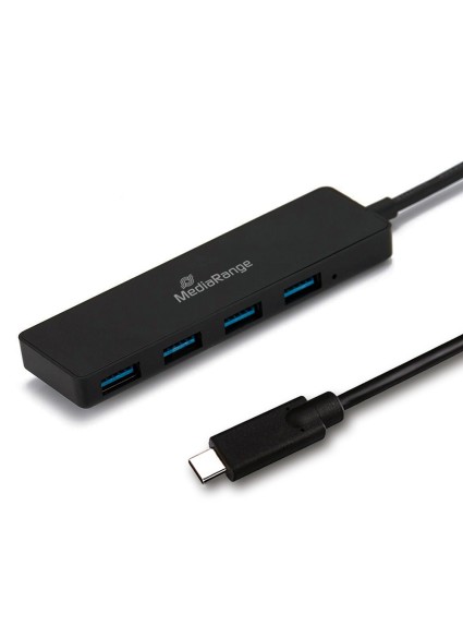 MediaRange USB Type-C™ to USB 3.0 hub 1:4, bus-powered, black  (MRCS508)