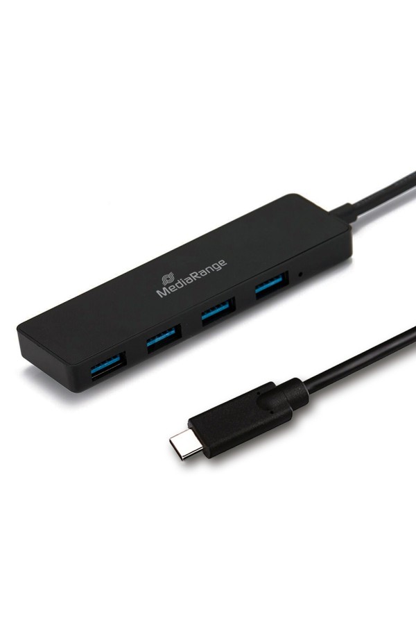 MediaRange USB Type-C™ to USB 3.0 hub 1:4, bus-powered, black  (MRCS508)